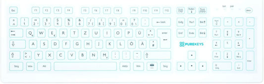Purekeys Medical Keyboard, Standardbreit, USB-Kabel, fixed angle, weiß