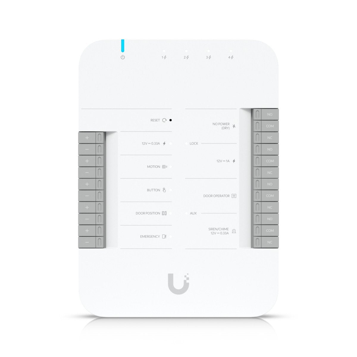UBIQUITI UA-HUB: Ein kompakter, eleganter Netzwerk-Hub mit mehreren Ethernet-Anschlüssen, ideal für die Verbindung von Geräten in einem modernen Netzwerk. Der Hub ist in einem schlichten, weißen Gehäuse gehalten und zeigt eine LED-Anzeige für den Betriebsstatus.