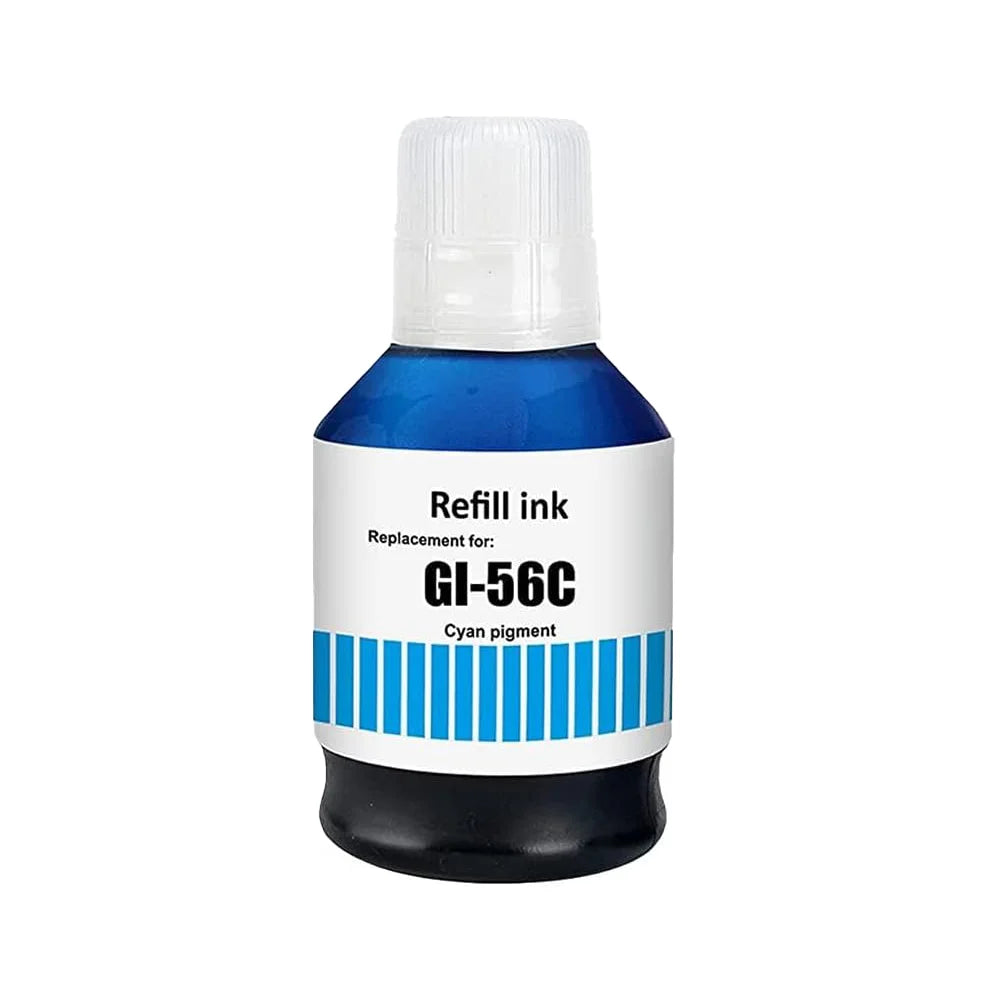 Die kompatible Druckertinte GI-56 cyan, ersetzt die entsprechende Original Druckertinte Ihres Canon Druckers.