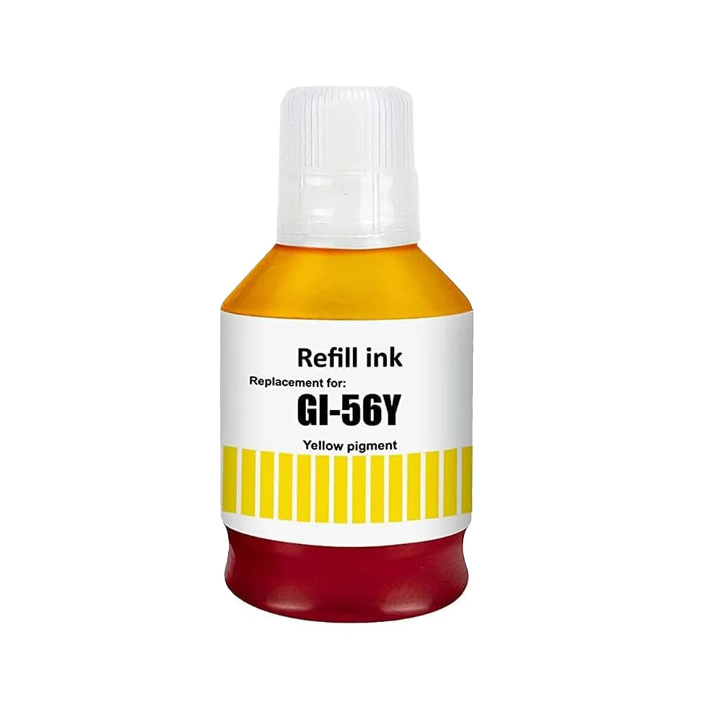 Die kompatible Druckertinte GI-56  yellow, ersetzt die entsprechende Original Druckertinte Ihres Canon Druckers.
